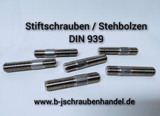 Stiftschrauben mit  Einschraubenende / Stehbolzen DIN 939 Edelstahl A2 M8 - M20
