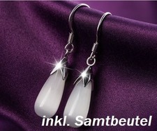 Opal Katzenaugen 925 Silber Ohrringe Creolen Hochzeit Tropfen Brautschmuck Neu