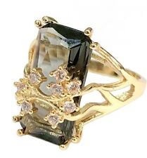 GROSSER QUADRATISCHER GRÜNER ZIRKON RING HOCHZEIT PARTY HIGHEND DIAMANT Gr. 9