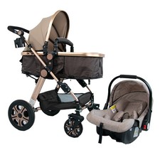 Kinderwagen | Klappbar | Abnehmbare Wiege | Gold/Braun/Beige