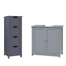 Badschrank Unterschrank Badkommode Standschrank Hochschrank Badezimmermöbel Grau