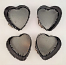 ❤️ Vintage: Backform-Set 4 x HERZ Stahlblech Antihaftbeschicht. ~11x5cm - 1990er