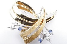 Diamant Saphir Brosche 750 er 18k Bicolor Gold .