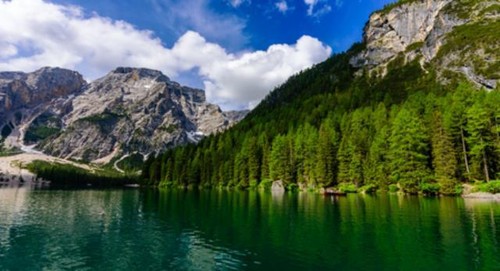 Wandbild lake braies - wandbild:,