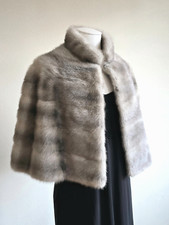 Nerz Cape Pelz Umhang Stola Vintage Pelzhaus Lösche Oper Ball Abi Silber Grau