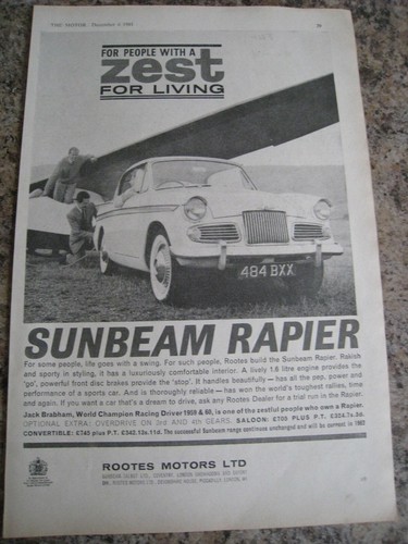 Sunbeam rapier car 484 bxx - rapier,