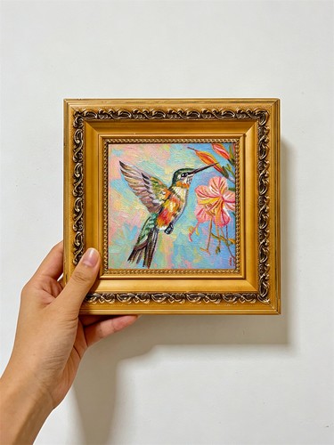 Fliegender kolibri rosa - fliegender,