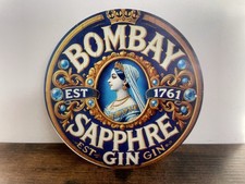 BOMBAY GIN Blechschild 20cm Werbeschild Retro Vintage Deko Bar PARTY KELLER