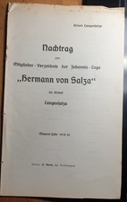 Langensalza Loge Johannisloge Nachtrag 1915 Mitglieder-Verzeichnis - Freimaurer