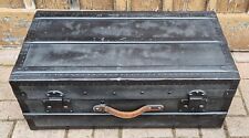 Robuste, alte Offiziers Truhe der Schweizer Armee, schwarzes Original um 1930/40