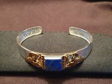 Indianerschmuck Armreif Armspange Sterlingsilber 925 Vergoldete Adler Lapis Neu 