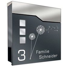 Premium Briefkasten mit Zeitungsfach Anthrazit - Postkasten NAME (60522.V1)