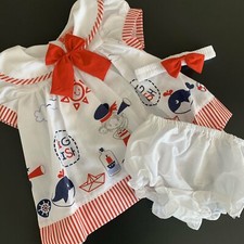 NEU Baby Mädchen Set 3-teilig Kleid Höschen + Haarband Gr. 56 62 68 74 rot weiß