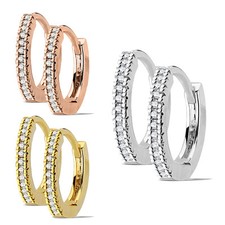 Paar 316L Edelstahl Klapp Creolen Zirkonia CZ silber rose gold Damen Ohrring