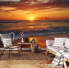 Fototapete Strand Meer Nordsee Sonnenuntergang Wohnzimmer VLIES TAPETE KLEISTER