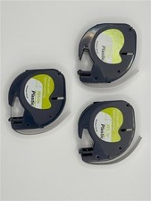 3x Dymo LetraTag Schriftband 12mm Schwarz auf Weiß kompatibel 91201 91221 LT-100
