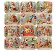 Alte Glanzbilder Oblaten Scaps kl. Bogen Märchen Aladin Wunderlampe... WH 9723