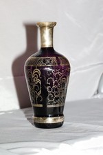  Silver- Overlay   Glasvase  / weinrot / 22cm