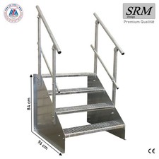 Standtreppe freistehend Treppe 4 Stufen verzinkt, 60 - 160 cm B, 84 cm H, 2 Gel.