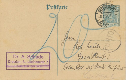 Deutsches reich 1921 porto - reich, 1921,