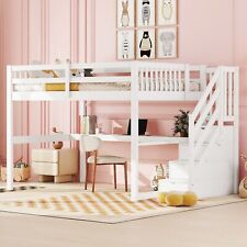 Hochbett mit Schreibtisch und Treppe Doppelbett 140x200 cm Kinderbett Jugendbett