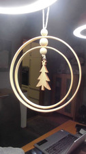 Fenster Deko Weihnachten Holzkreis mit Motiv Tannenbaum  20 cm