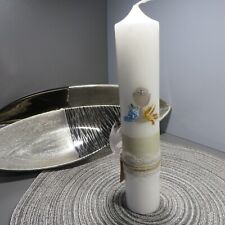Taufkerze  Hochzeit Kommunion mit Wachsmotiv Kerze Weiß Handarbeit 260x45mm