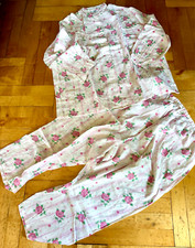 Schlafanzug Nachtwäsche Rosenmuster Gr. m53 DDR 1970er Vintage UNBENUTZT /P362
