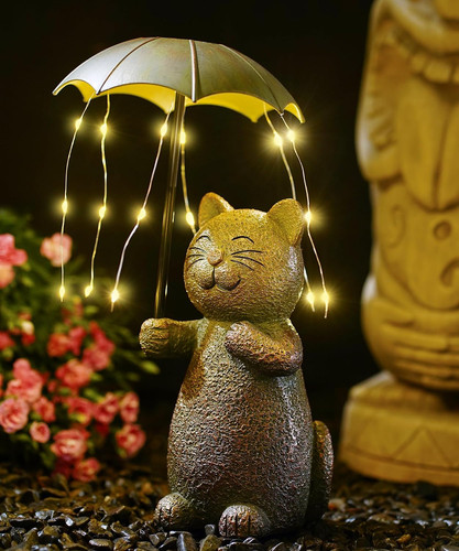 Katzenfigur mit solar - katzenfigur,