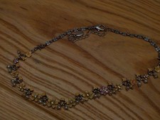 Schöne Kette Collier PILGRIM Flower bunt Emaile Perlen Silber rosa/gelb