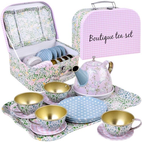 Tee set blumen metall - tee-set,
