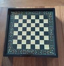 Schachspiel aus Holz | Reiseschach | Mit Schachfiguren | Glas Basis | Holzbox