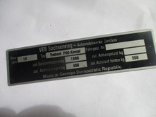 Typenschild ID-Plate Schild