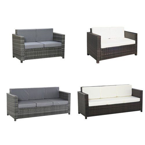 Outsunny poly rattan sofa - poly-rattan, mit