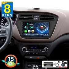 DAB+ 8Core 4+64GB Android 15 CarPlay Autoradio Navi für Hyundai i20 GB 2015-2018