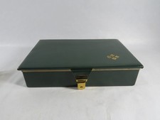 Vintage Kartenset Rommé Canasta Skat im Lederkästchen mit Würfel Stifte Blöcke