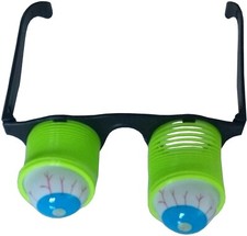 Scherzbrille Glupschauge Federauge grün Brille Auge werfen Scherzartikel Party