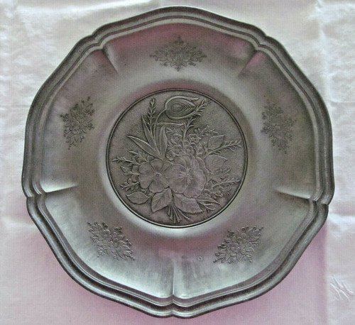 Wandteller zinn florales motiv - wandteller,