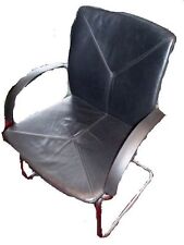 Febrü Freischwinger Kernleder Bauhaus Leder schwarz Bürostuhl Esszimmerstuhl