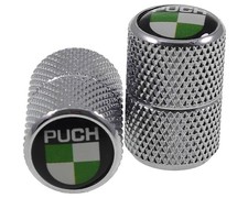 Ventilkappen Set mit PUCH Logo chrom-look für Mofa, Moped Ersatz Ventildeckel