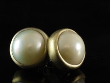 925 Sterlingsilber runde Ohrstecker mit Mabe Perle vergoldete Fassung