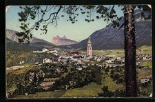 Ansichtskarte Kastelruth, Generalansicht gegen die Geislerspitzen 