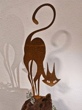 Edelrost Katze Garten Deko Figur Haustier Rost Skulptur Modern Art Vintage Zaun