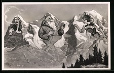Berge Eiger, Mönch und Jungfrau mit Gesichtern, Berggesichter, Ansichtskarte 