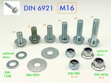 Schraube mit Flansch M16x30 bis M16x70 Stahl 8.8 / 10.9 verzinkt