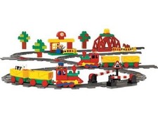 Lego Duplo Eisenbahn 9212 Bahnhof Wagon Schienen Kreuzung Brücke Geländer Lok