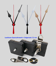 Quarzuhrwerk lautlos mit Zeiger-Set 7,5 cm schwarz weiß gold Uhrwerk ohne ticken