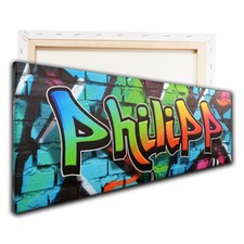 vr191 Leinwandbild Jugendzimmer Graffiti Wandbild Kinderzimmer Neon Bild Name