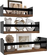 RLAVBL 40cm Wandregal Set in Schwarz, 3er Set - Stilvolle und Robuste Schwebere