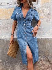 Damen Kleid Jeanskleid